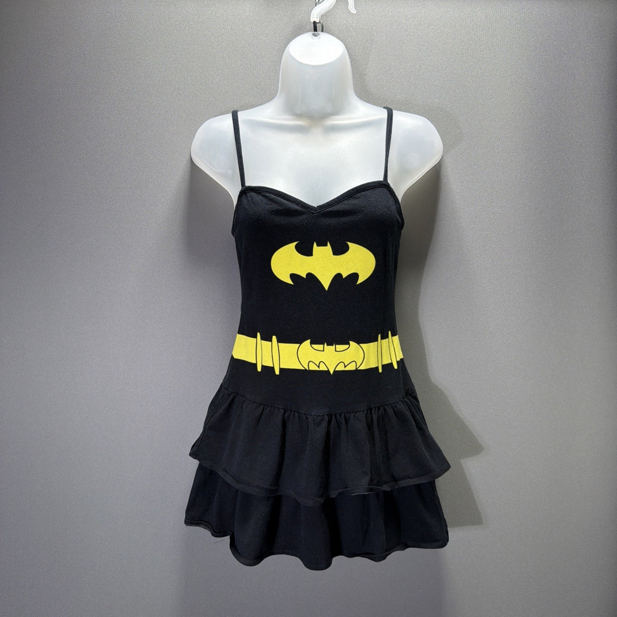 Vintage Batman DC COMICS BAT WOMAN Black & Yellow Cosplay Dress Women's Size M
