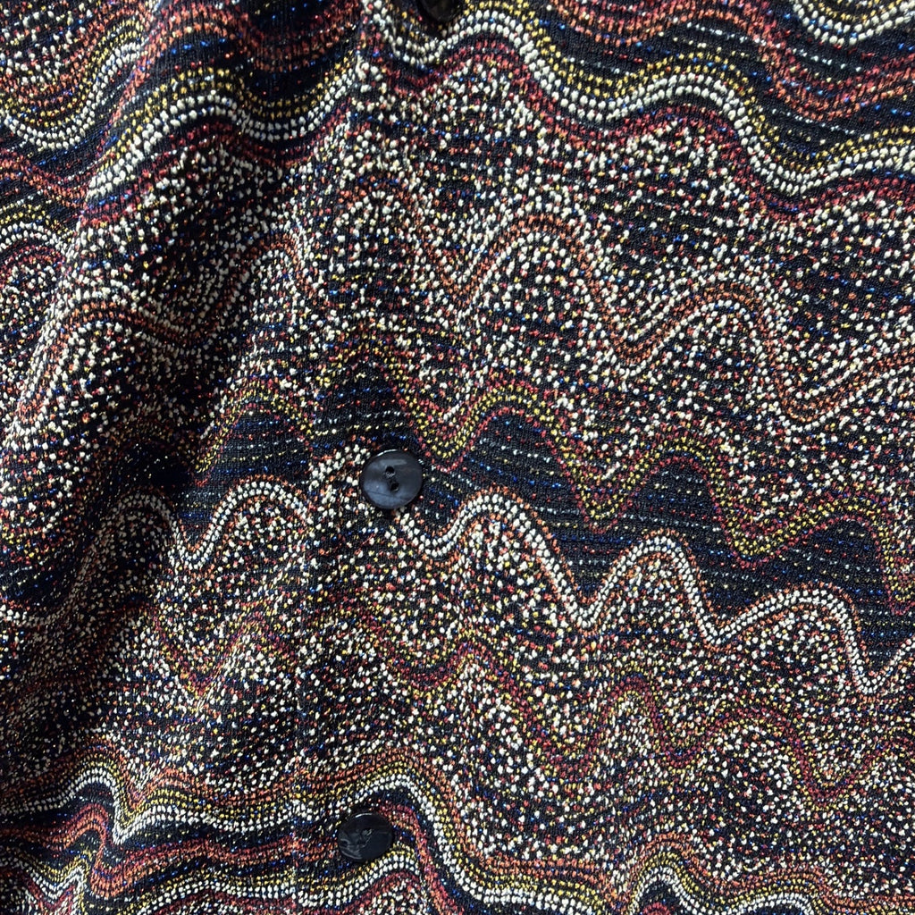 Chico's Design Blouse Top Shirt Size 2 Womans L Brown Knit Metallic Long Sleeve