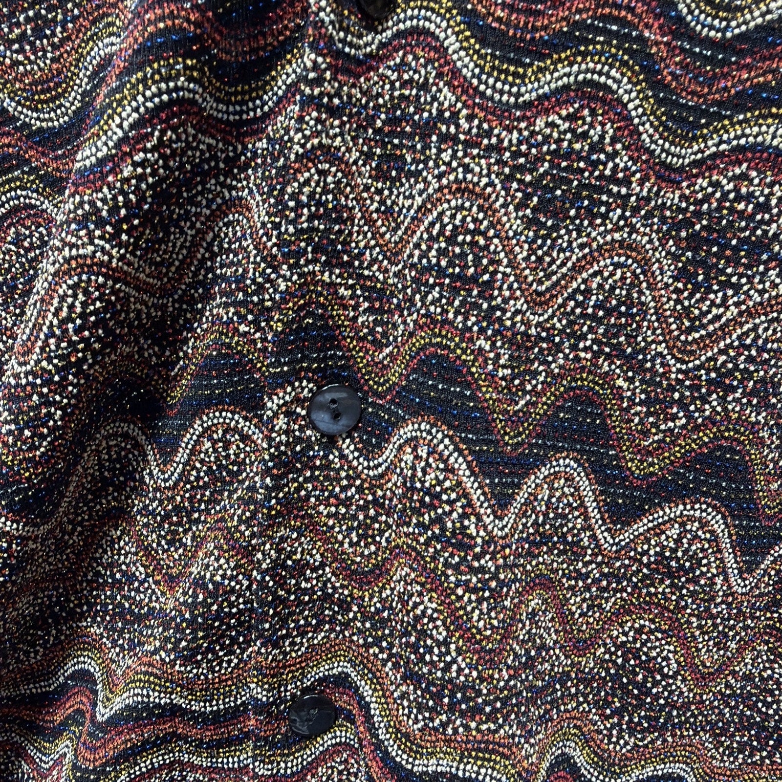 Chico's Design Blouse Top Shirt Size 2 Womans L Brown Knit Metallic Long Sleeve