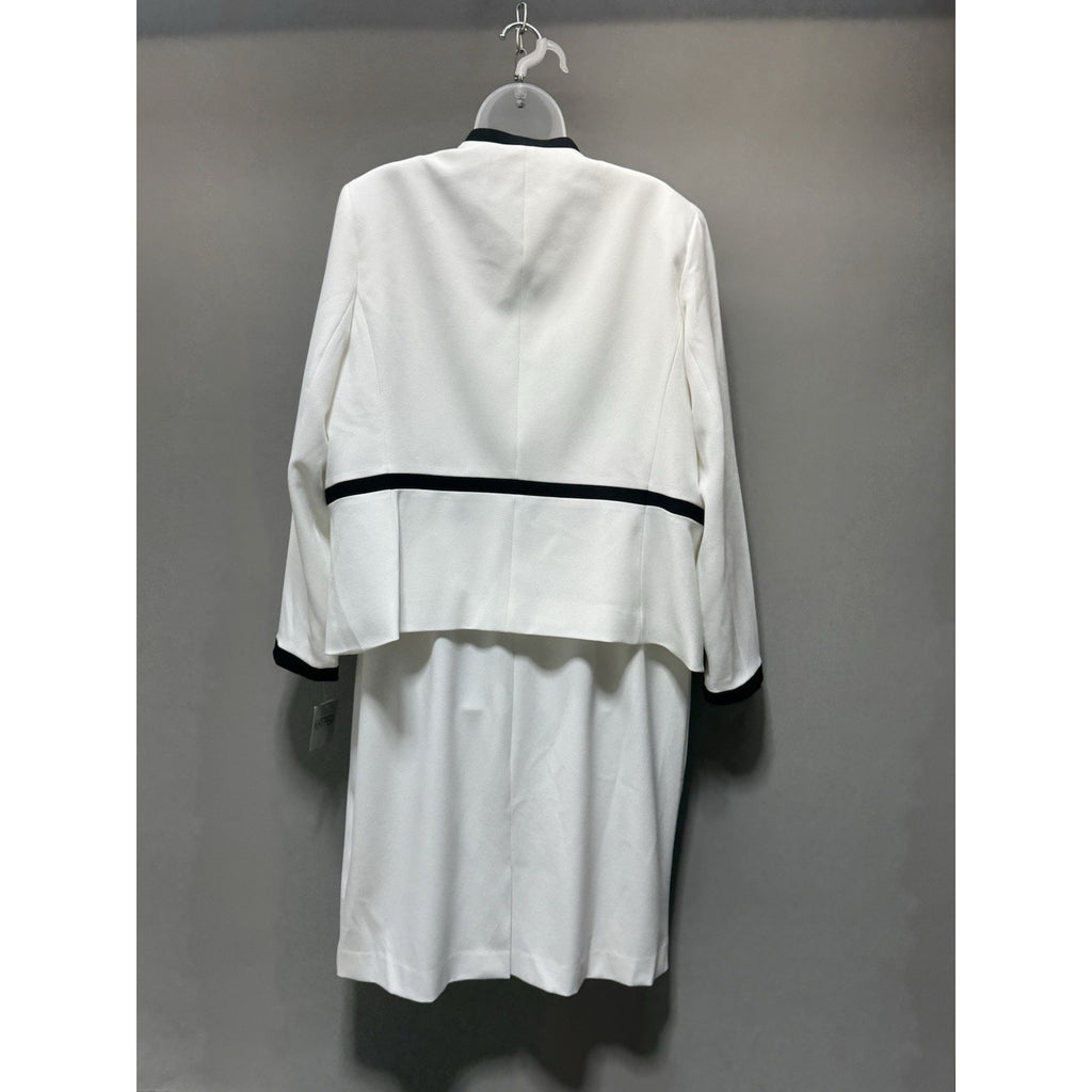 Kasper Women’s Size 18 White Black Trim 2 Pc Skirt Suit Career Office Formal New