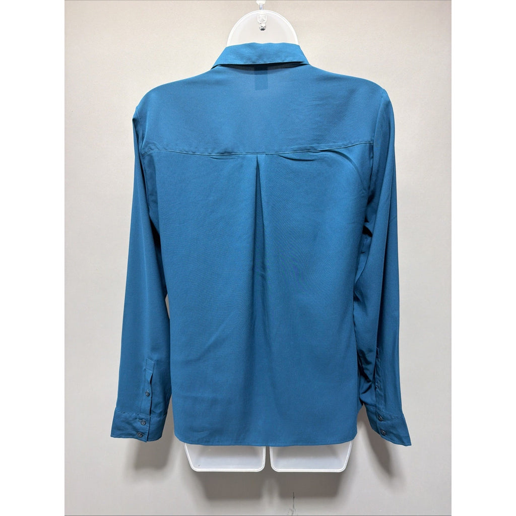 Express The Portofino Shirt Blue Womens Size Small Blouse Long Sleeve Button Top