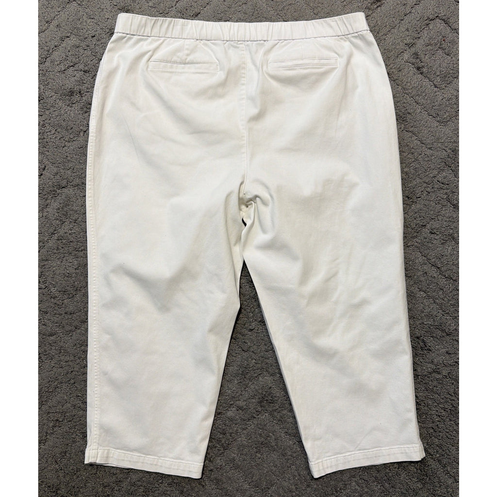 Lands' End Mid Rise Capri Cropped Pants Women Plus Size 22W Pull On Pockets