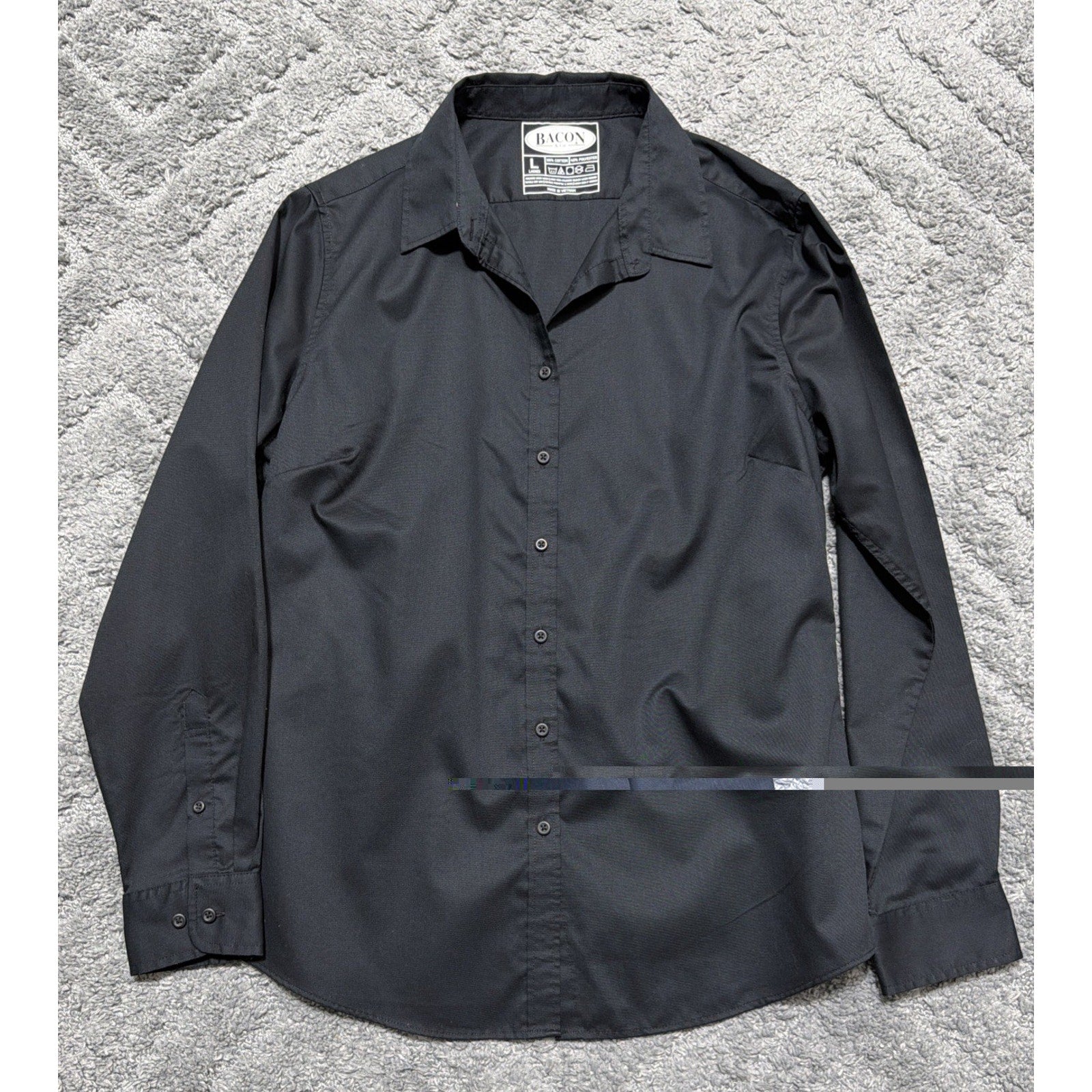 Bacon & Co Wrinkle Free Women’s Black Long Sleeve Button Down Shirt Size L