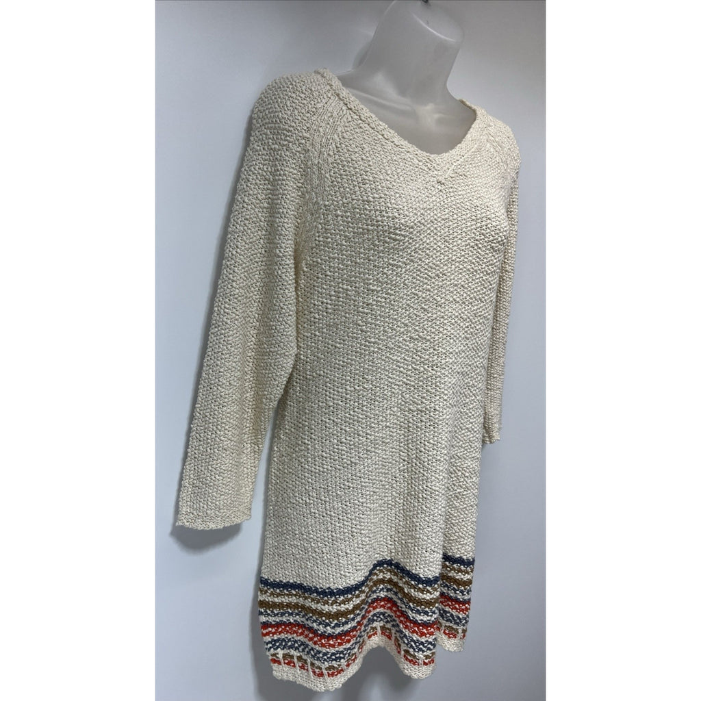 Denim & Co. Heritage Cable Knit Sweater Dress- Ivory- Small
