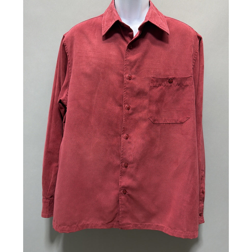 Croft & Barrow Mens Shirt Red Faux Suede Cloth Sz Large Long Sleeve
