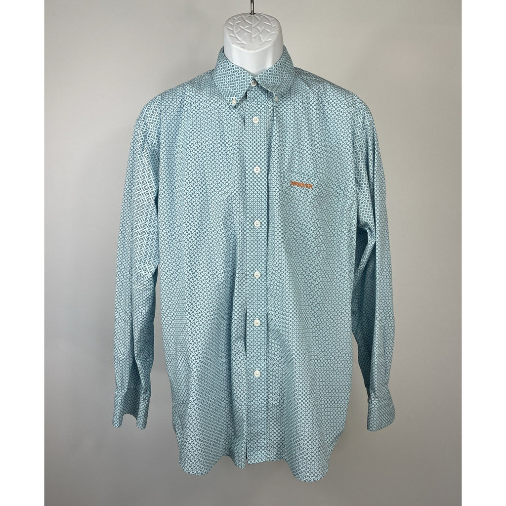 Mens Drover Cowboy Threads Size Medium Blue White Checkered Long Sleeve Button