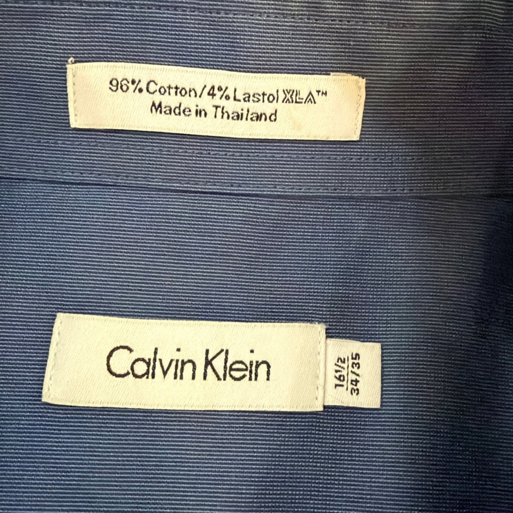 Calvin Klein Dress Shirt Mens 16.5 34/35 Blue Stretch Button Up Long Sleeve NWT