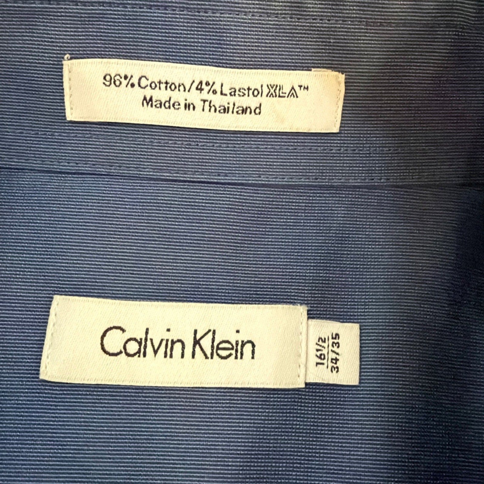 Calvin Klein Dress Shirt Mens 16.5 34/35 Blue Stretch Button Up Long Sleeve NWT