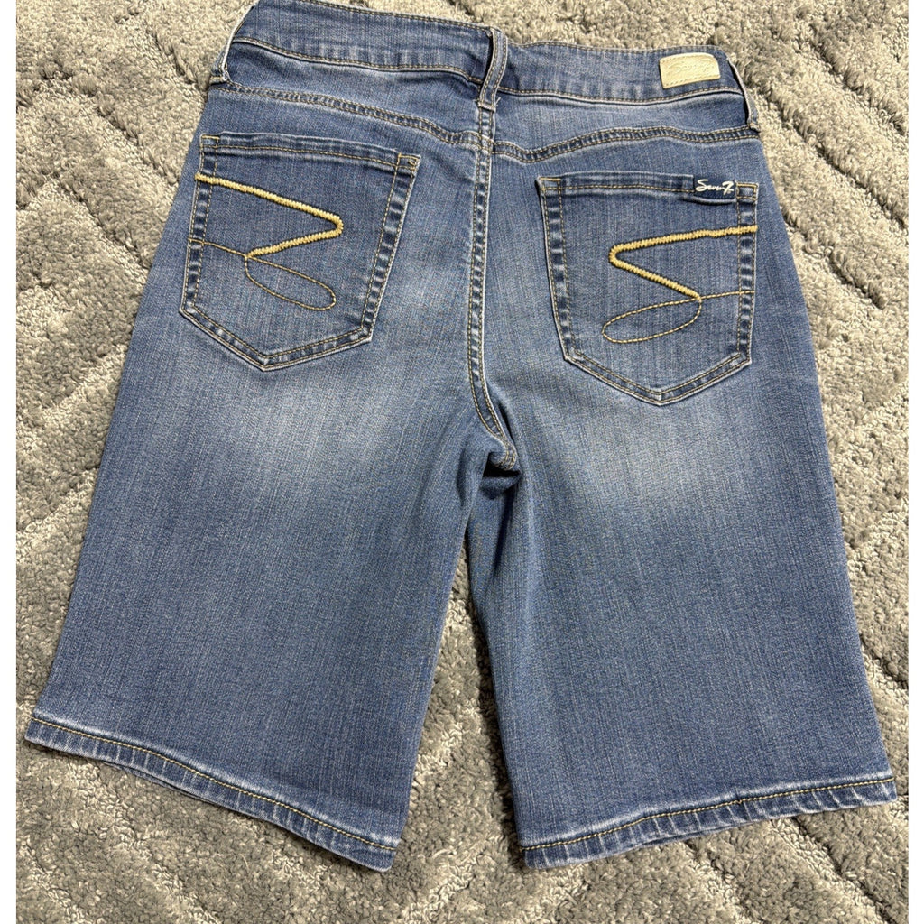 Seven 7 Bermuda Jean Shorts Womens Size 4 Medium Wash Denim