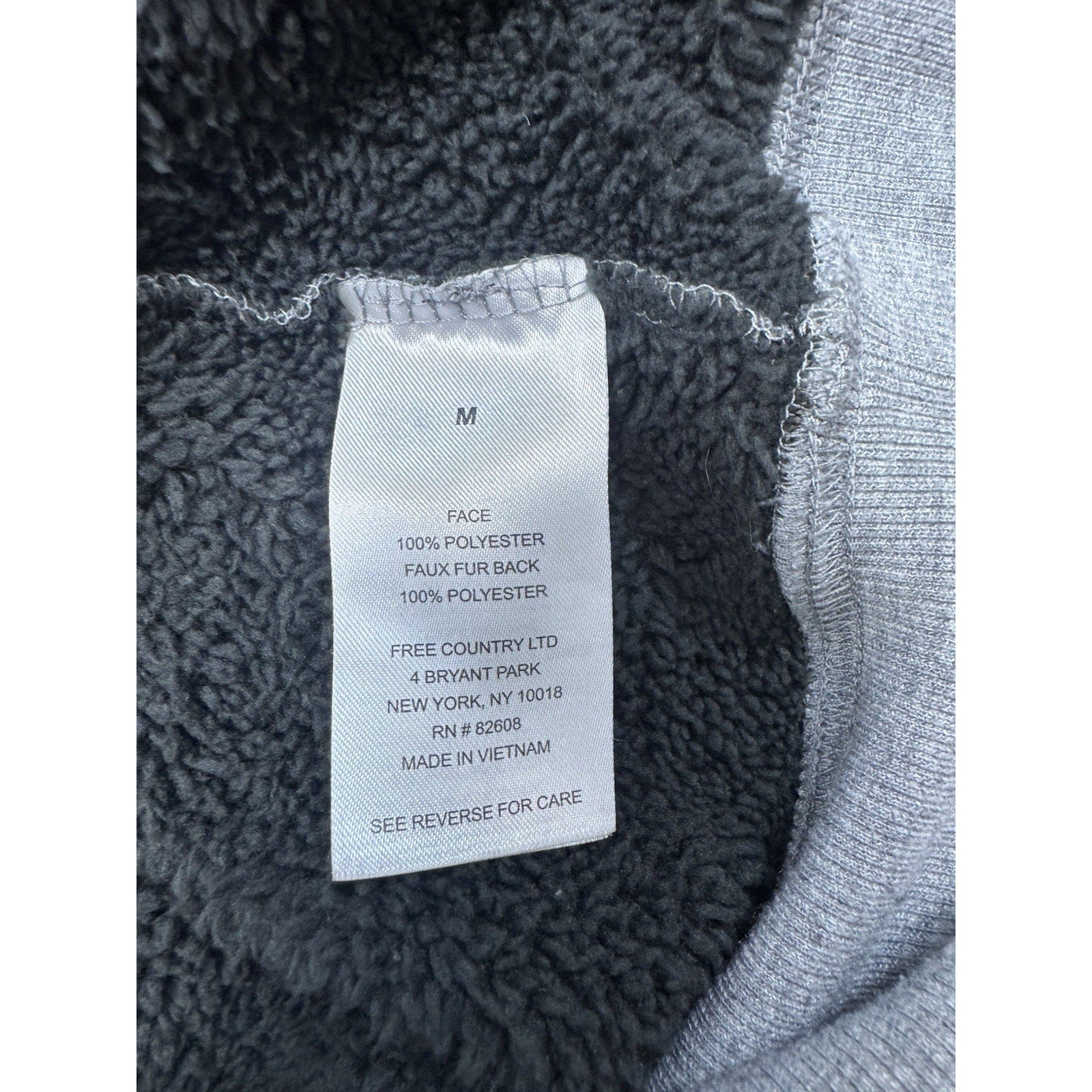 Free Country The Everybody Hoodie Size XXL Gray w/Black Faux Sherpa Lining