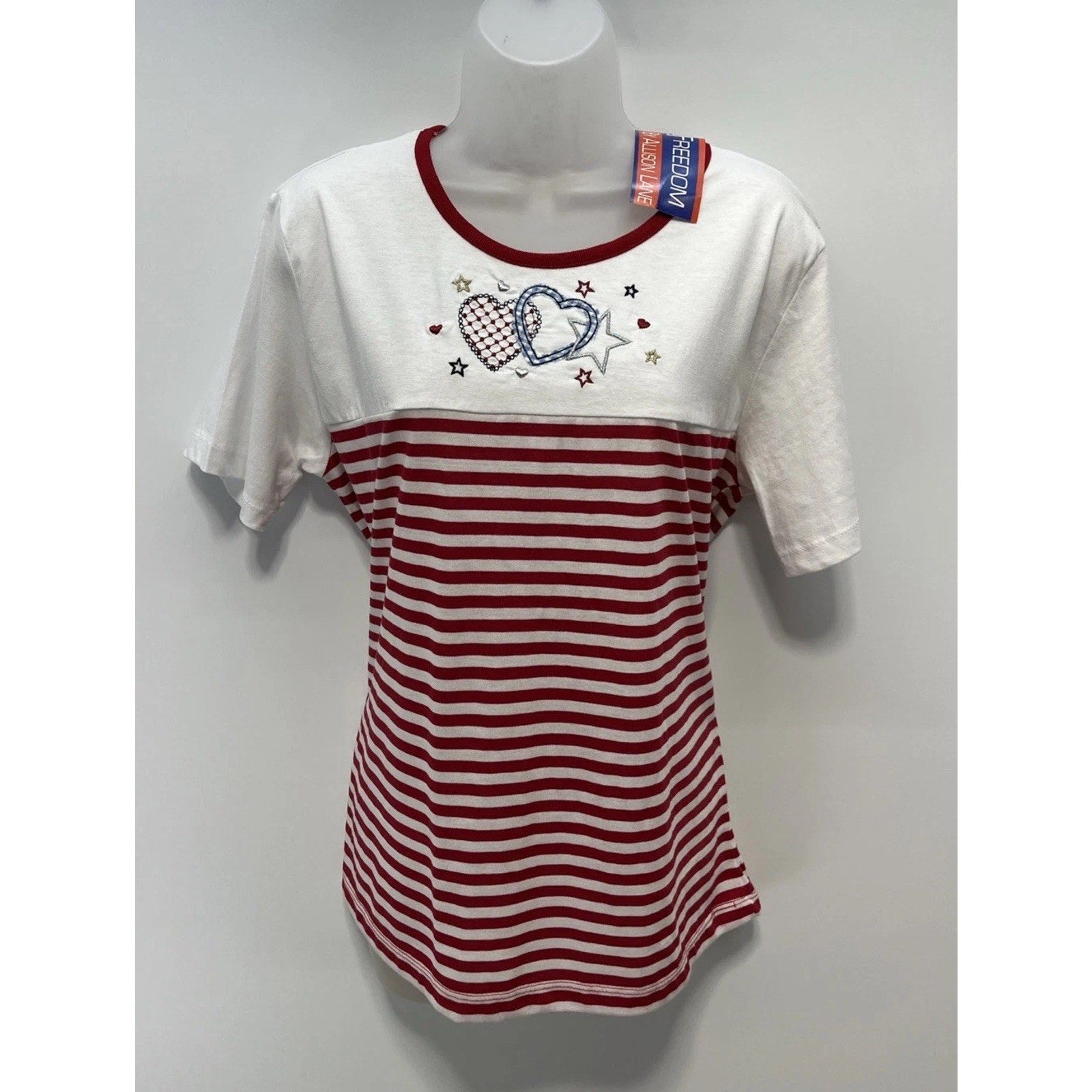 FREEDOM BY ALLISON LANE MEDIUM T-SHIRT (red/blue w/ embroidery) NEW W/ TAGS