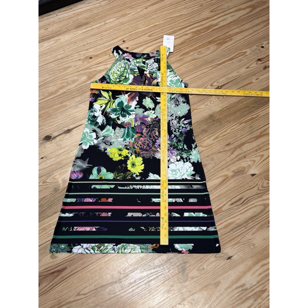 Isle by Melis Kozan Sleeveless Maui Shift Dress Black Multi Color Women’s Size M
