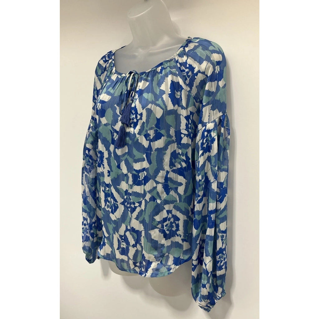 Lovestitch Women's Floral Print V-Neck Long Sleeve Bohemian Top Small
