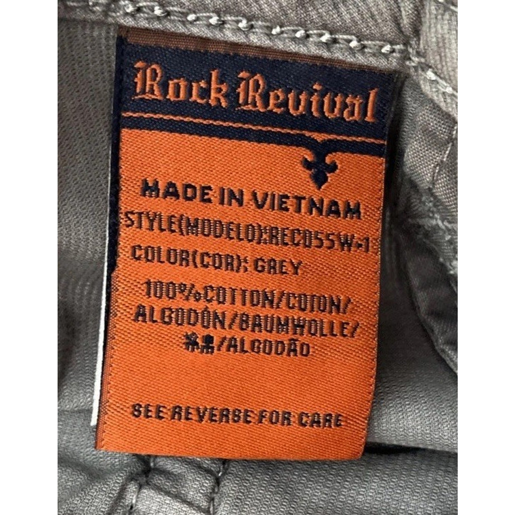 Nwt Rock Revival 28 Gray Cargo Cropped Pants Signature Pockets