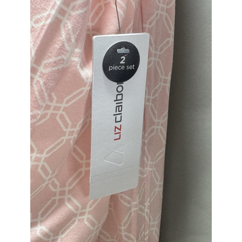 NWT Liz Claiborne Pink Geometric Pajama Set Large Cool & Calm Sleepwear 2PC