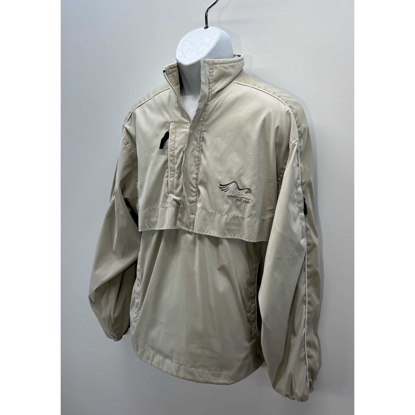 Antigua Lancer Golf Men's Pullover Windbreaker Biege Size L