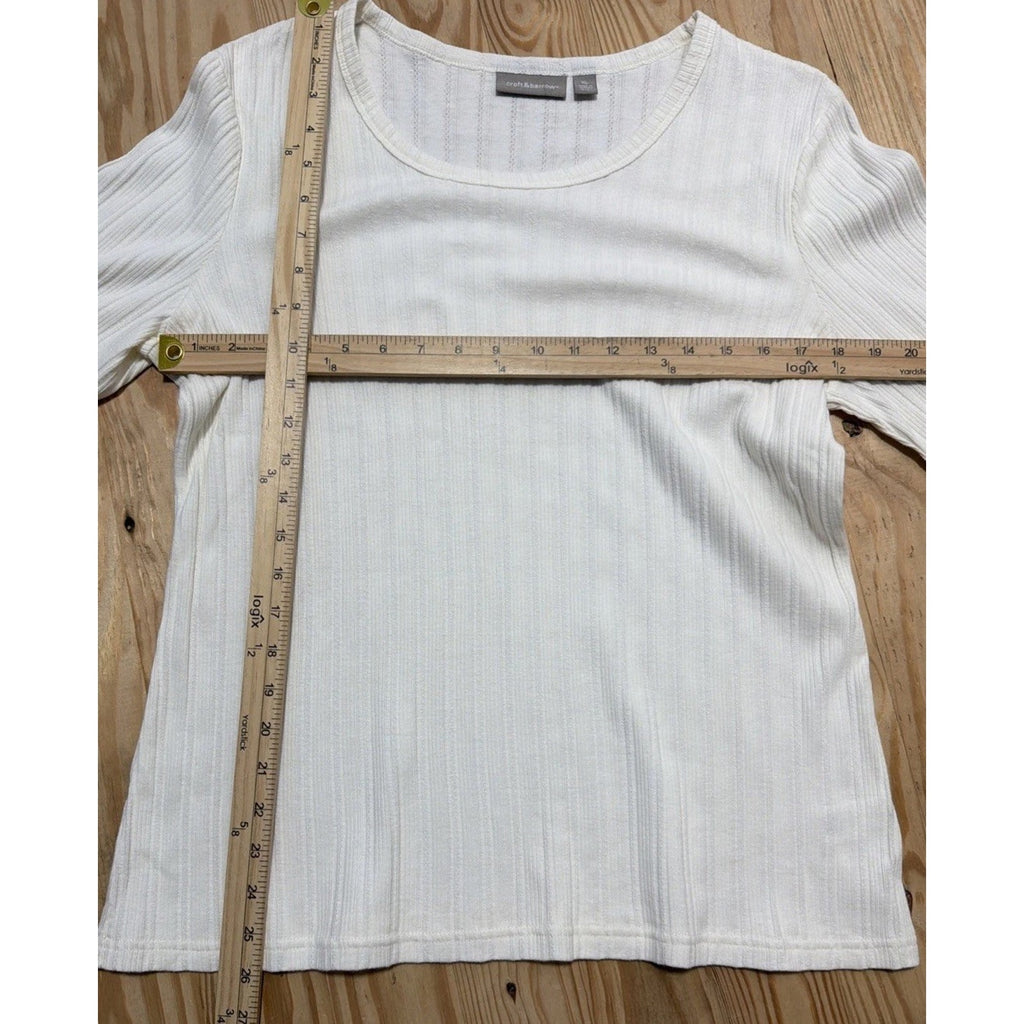 Croft & Barrow Women Sweater XL Round Hem Scoop Neck Cable Knit Ivory