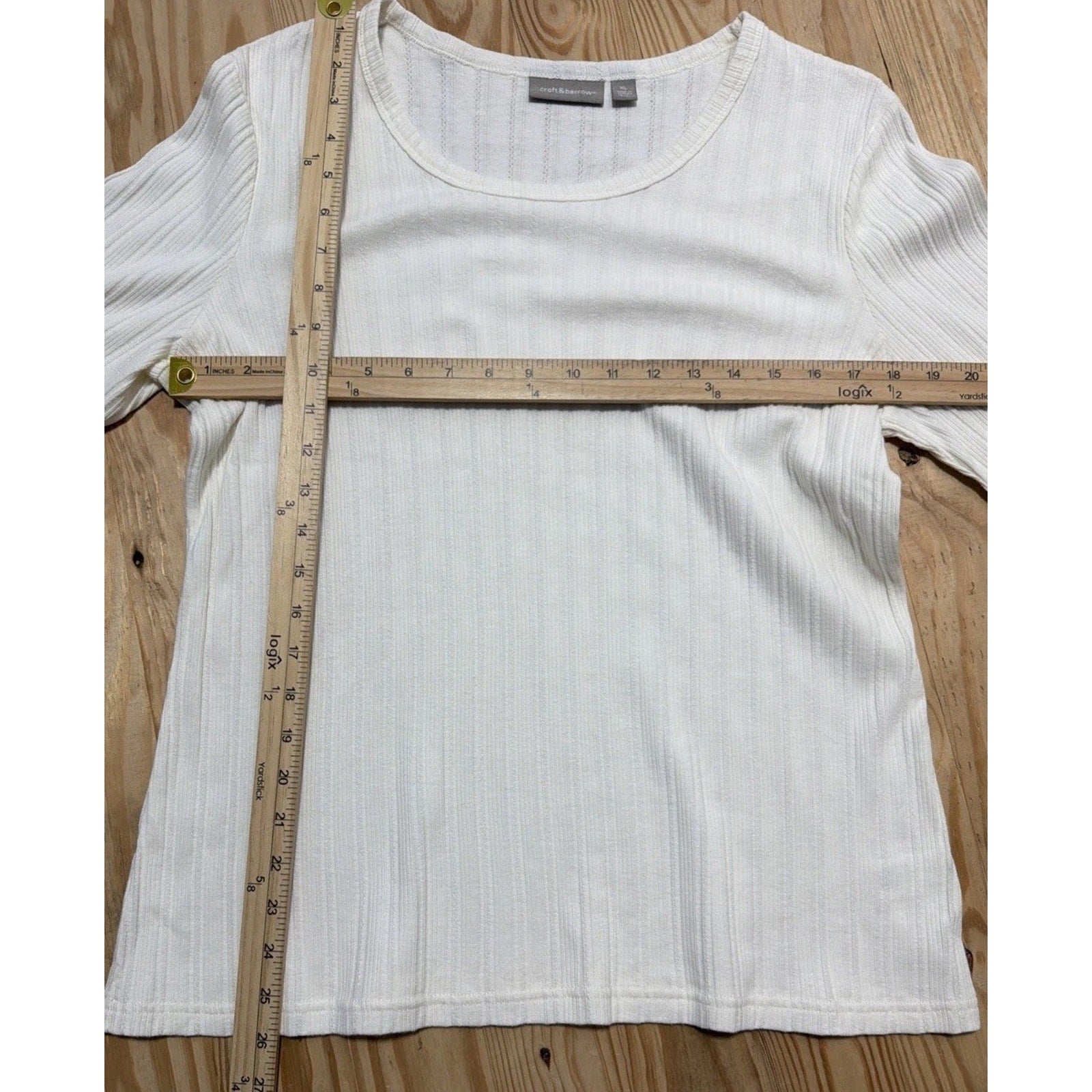 Croft & Barrow Women Sweater XL Round Hem Scoop Neck Cable Knit Ivory