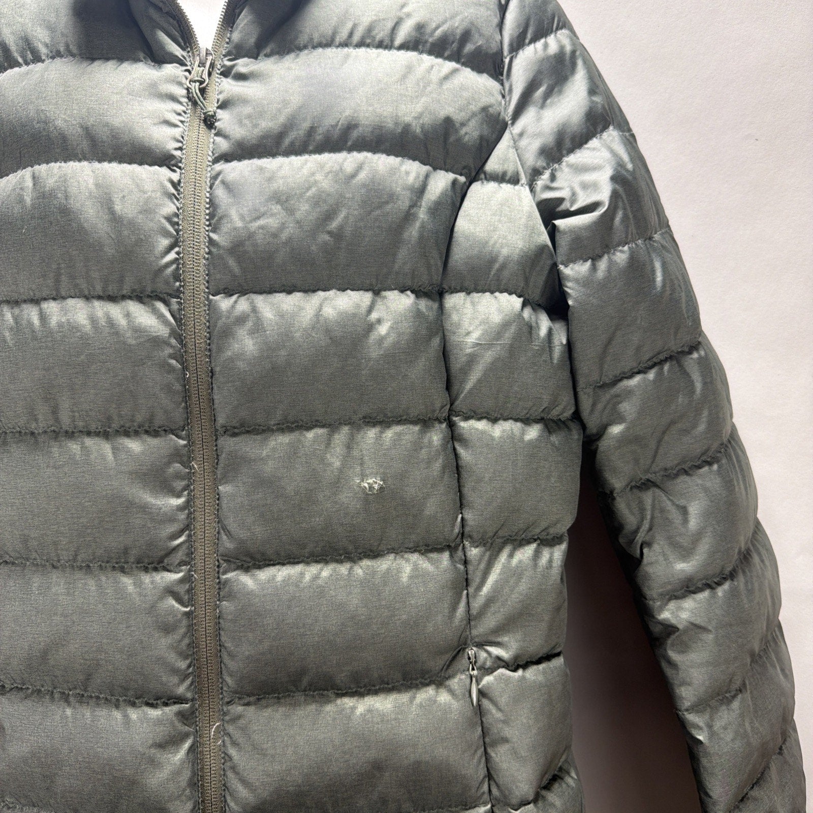 Eddie Bauer EB650 Women's Full Zip Down Puffer Jacket Green Size M Tall