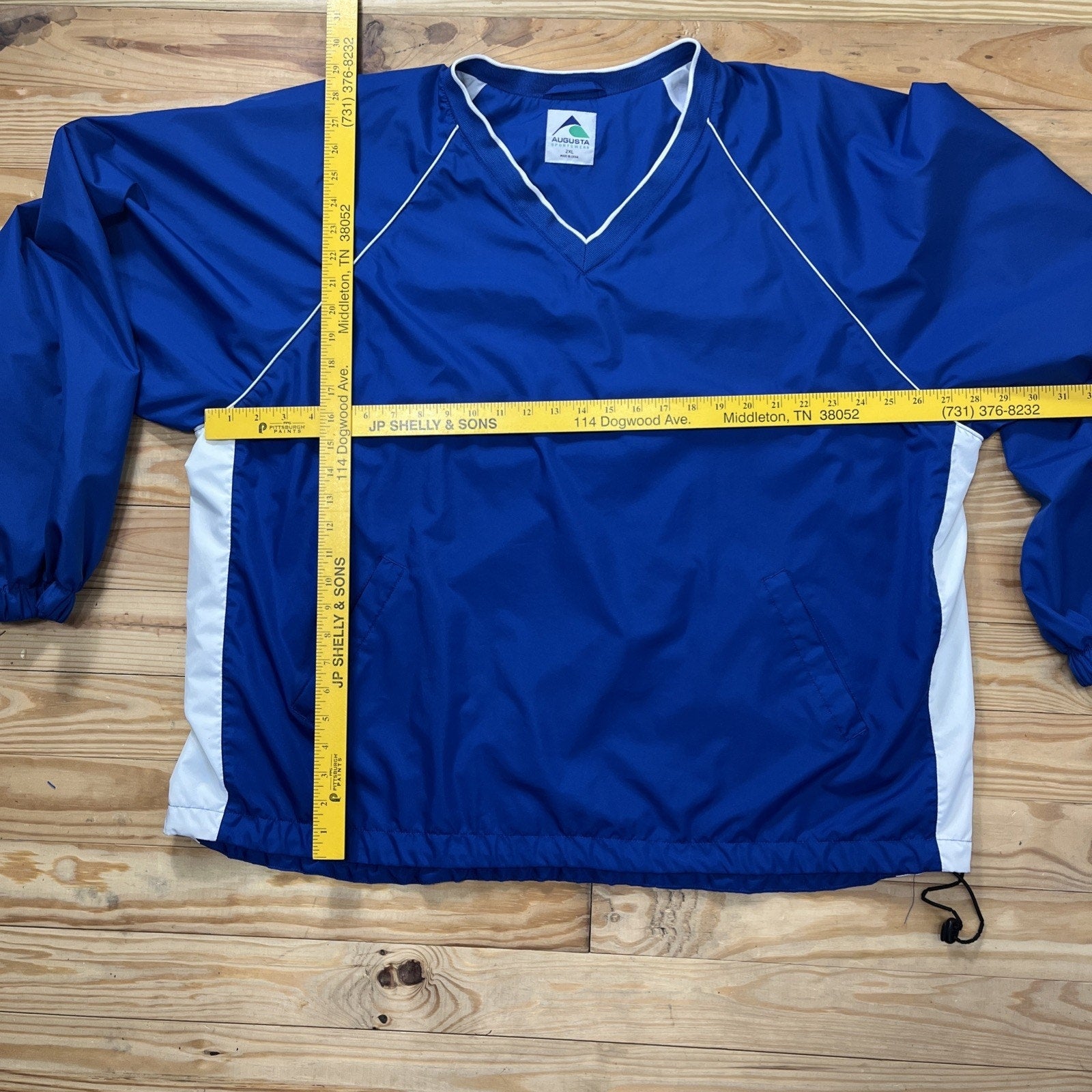 Augusta Sportswear Men V-Neck Pullover Windbreaker Jacket XL Blue