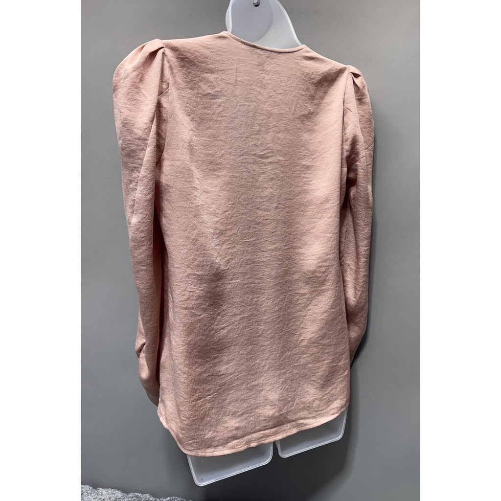 Express Oversized Boxy Puff 3/4 Sleeve V-Neck Pink Blouse Women’s Size Small