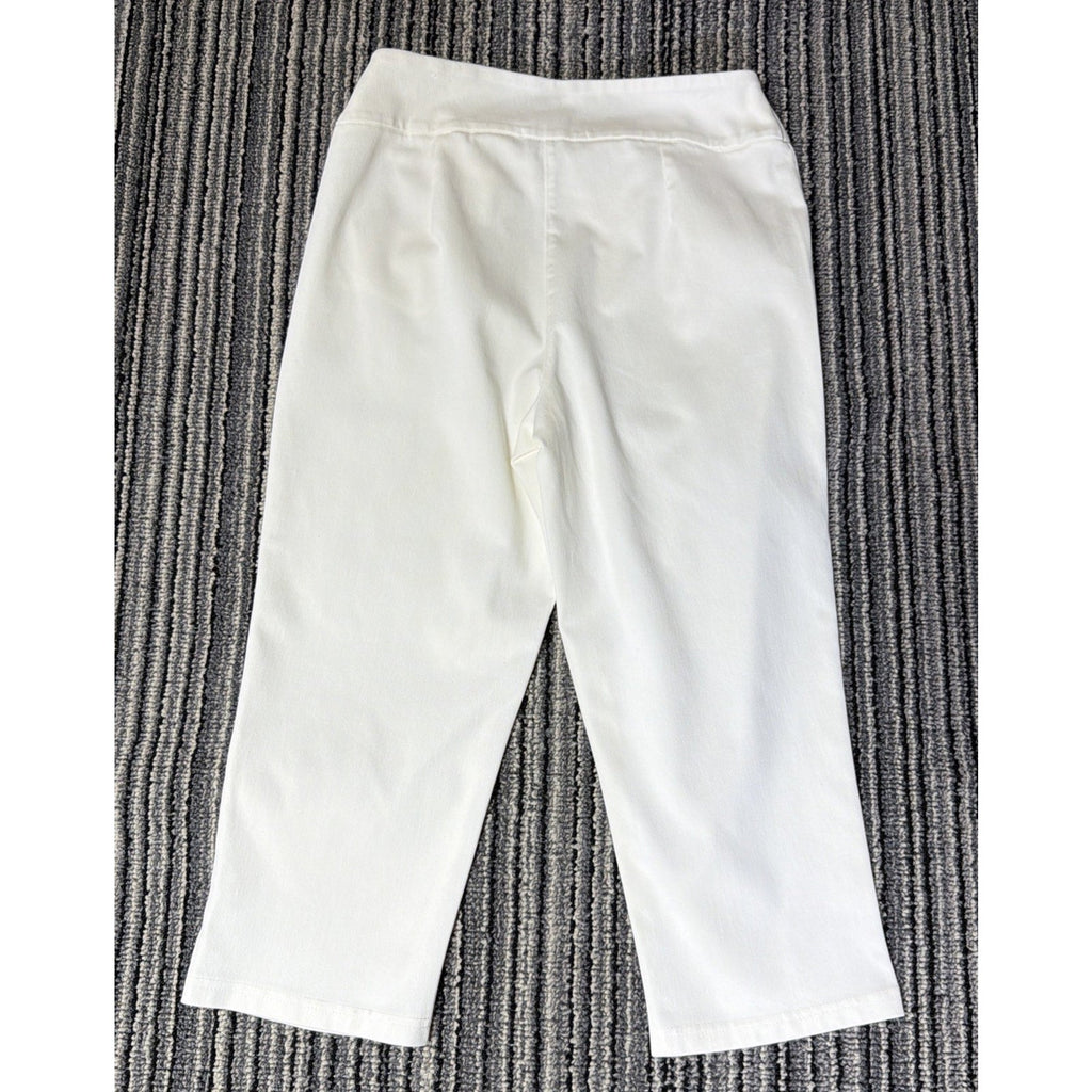 Lauren and Riley Mid Rise Capri White Pull On Pants Size Small Stretch