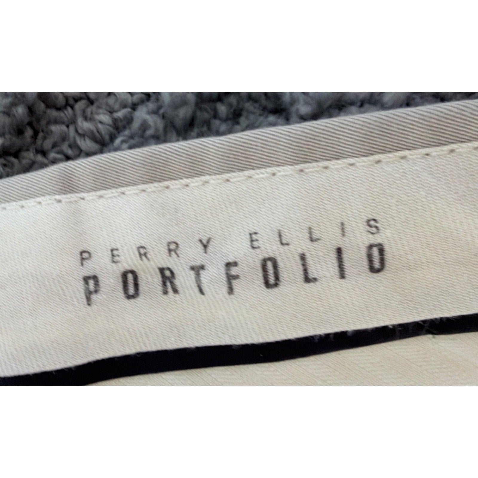 Perry Ellis Portfolio Pleated Front Dress Pant Size 36x30 Cuffed Beige Polyester