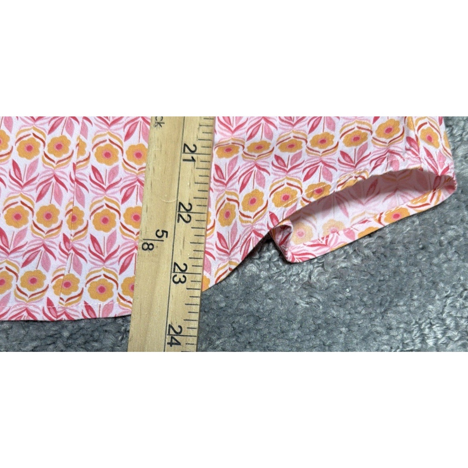 Talbots Coral Print Shirt Size S Pink White Button Up Long Sleeve Beach Floral