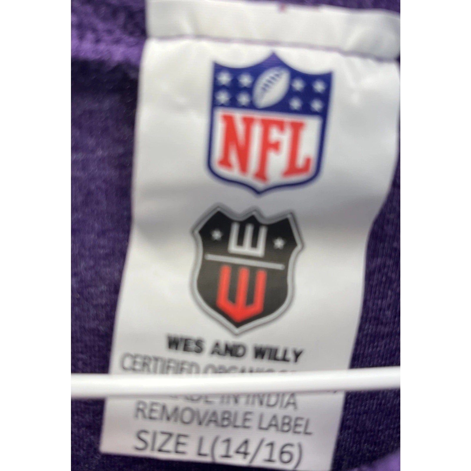 Wes and Willy NFL Minnesota Vikings Reversible Fleece Size Large