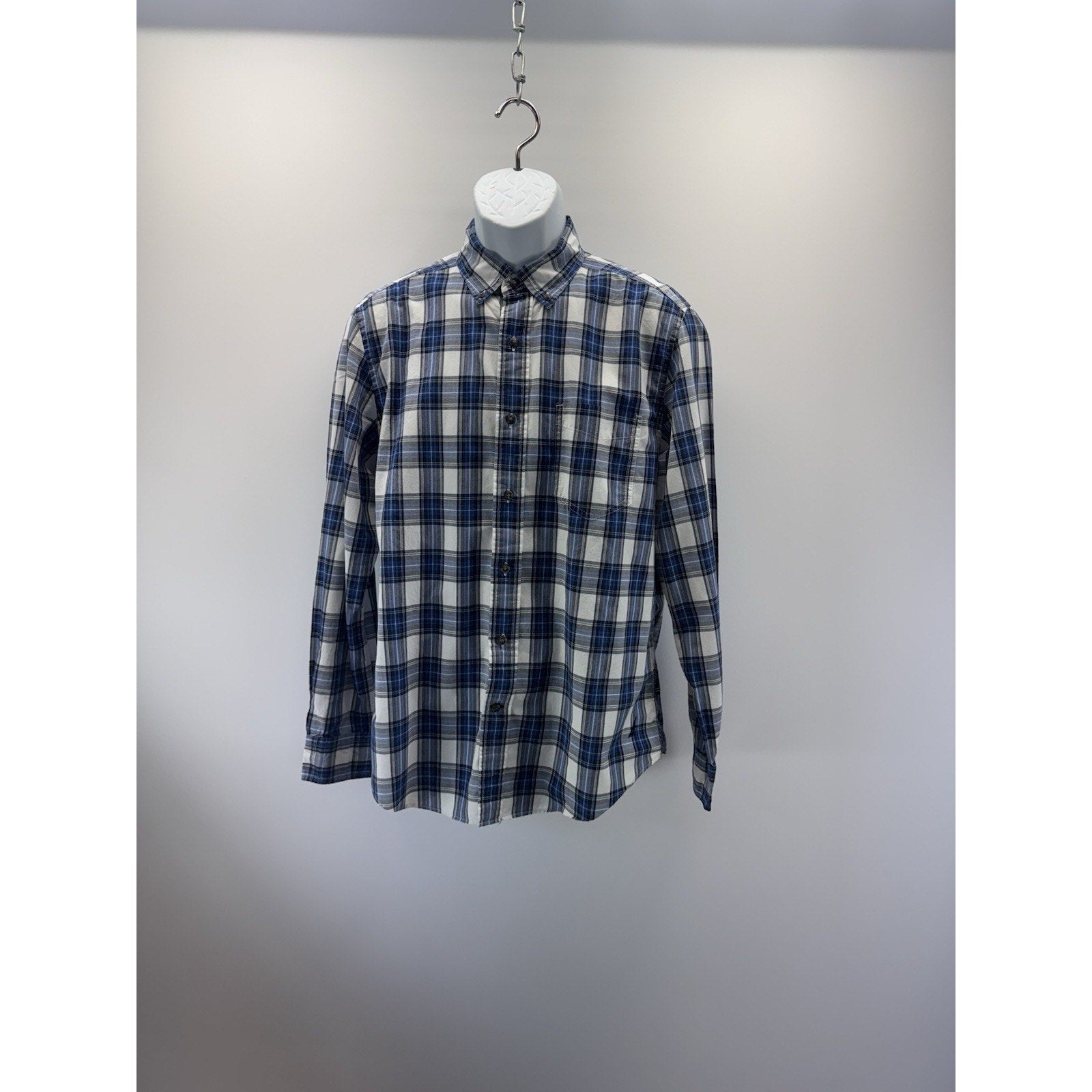 American Eagle Outfitters Button Down Shirt Men's Medium Long Sleeve Blue Plaid
