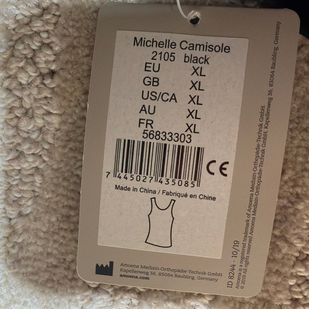 Amoena Michelle Camisole USA Large Breast Post Surgical Recovery Black 2105