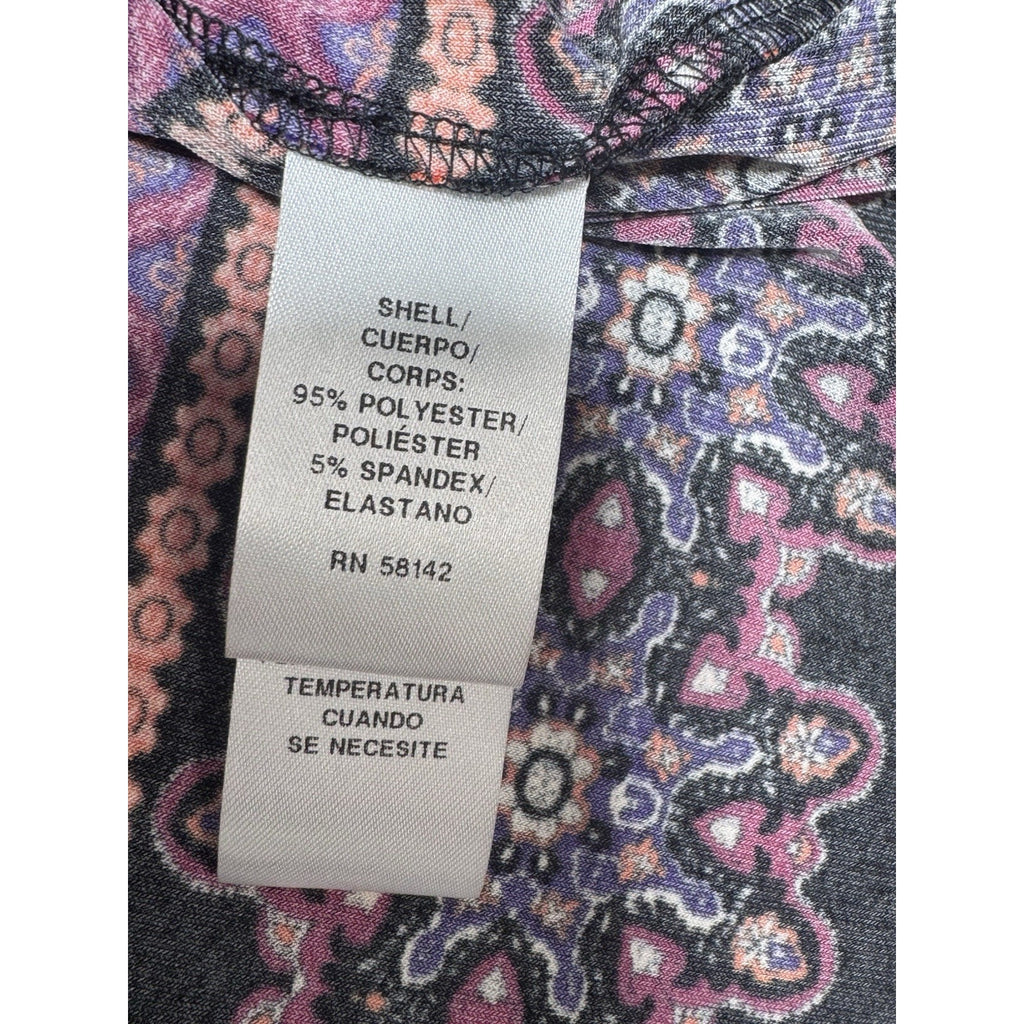 Wisp Women's 14W Dress Boho Mandalas Stretchy Black Orange Festival Purple NWT