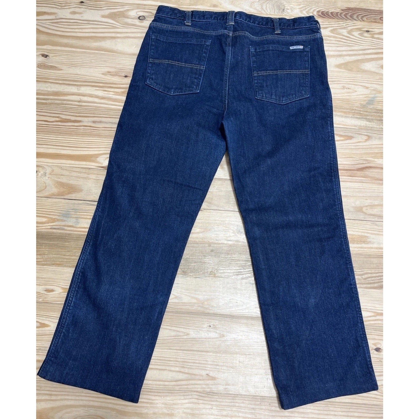 Carhartt Jeans Womens 14 Blue Flannel Lined Original Fit Straight Leg Hem 33x27