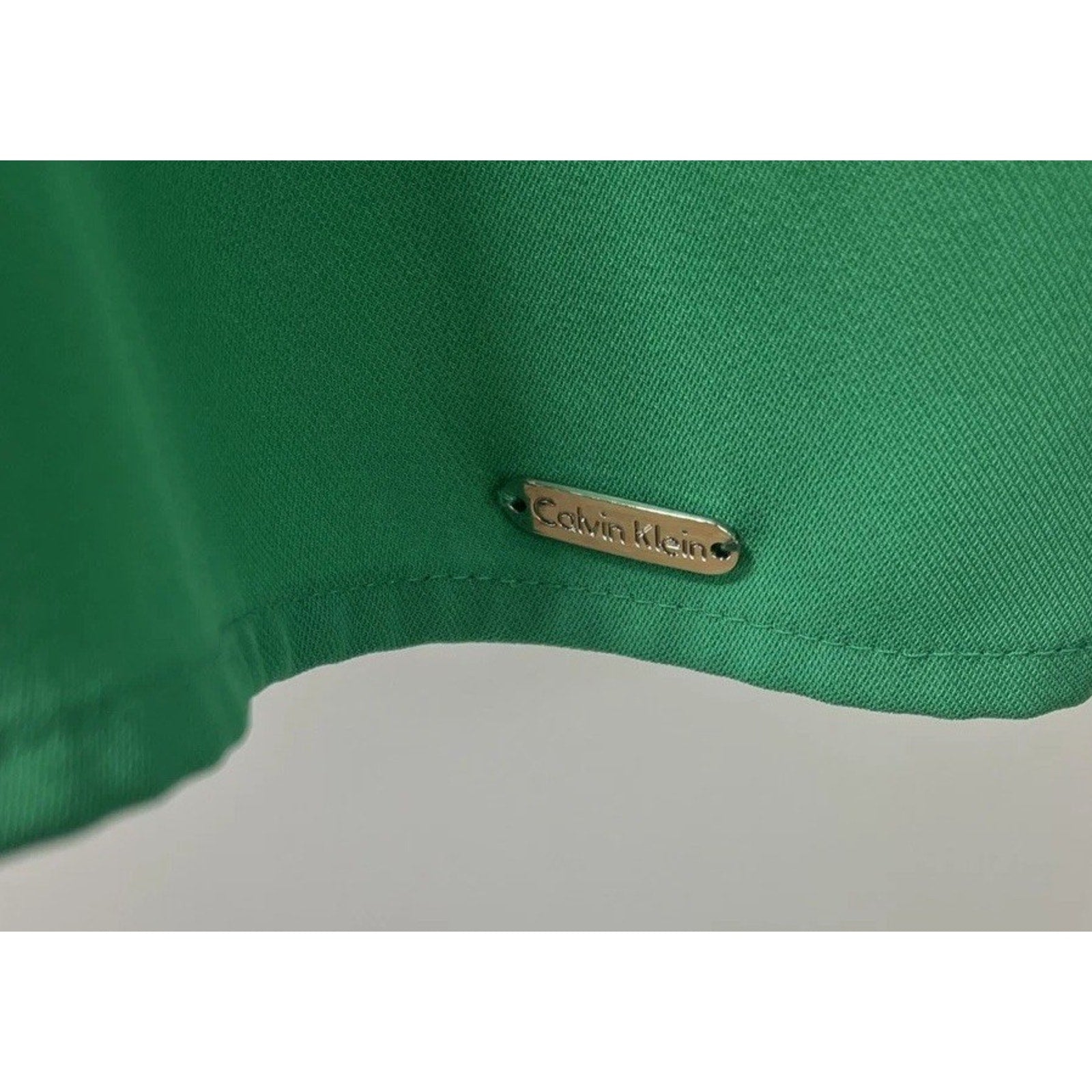 Calvin Klein Green Black Trim Long Sleeve V-Neck Womens Tunic Top Size 16