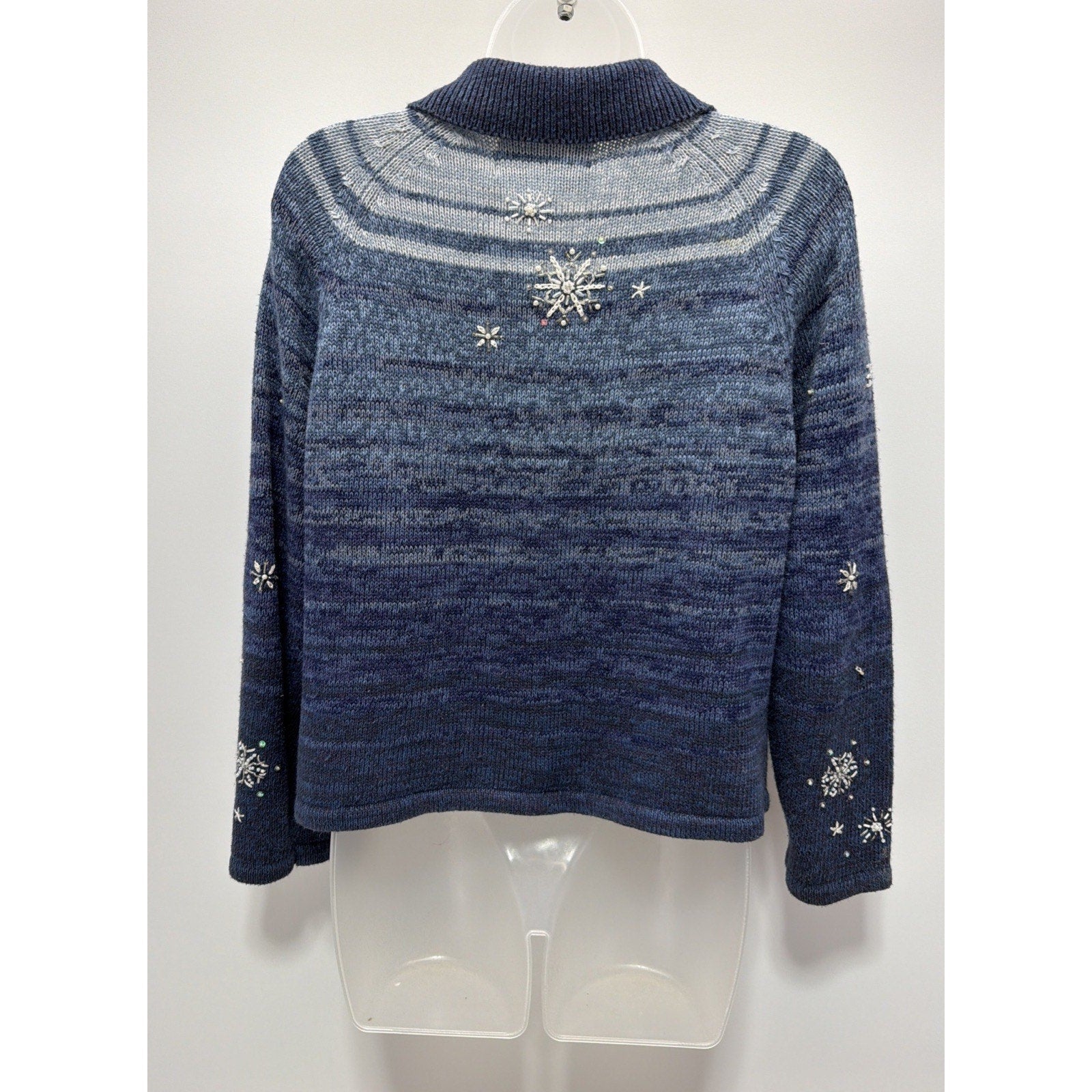 Tiara International VTG 2003 Snowflake Christmas Cardigan Sweater Petite Medium