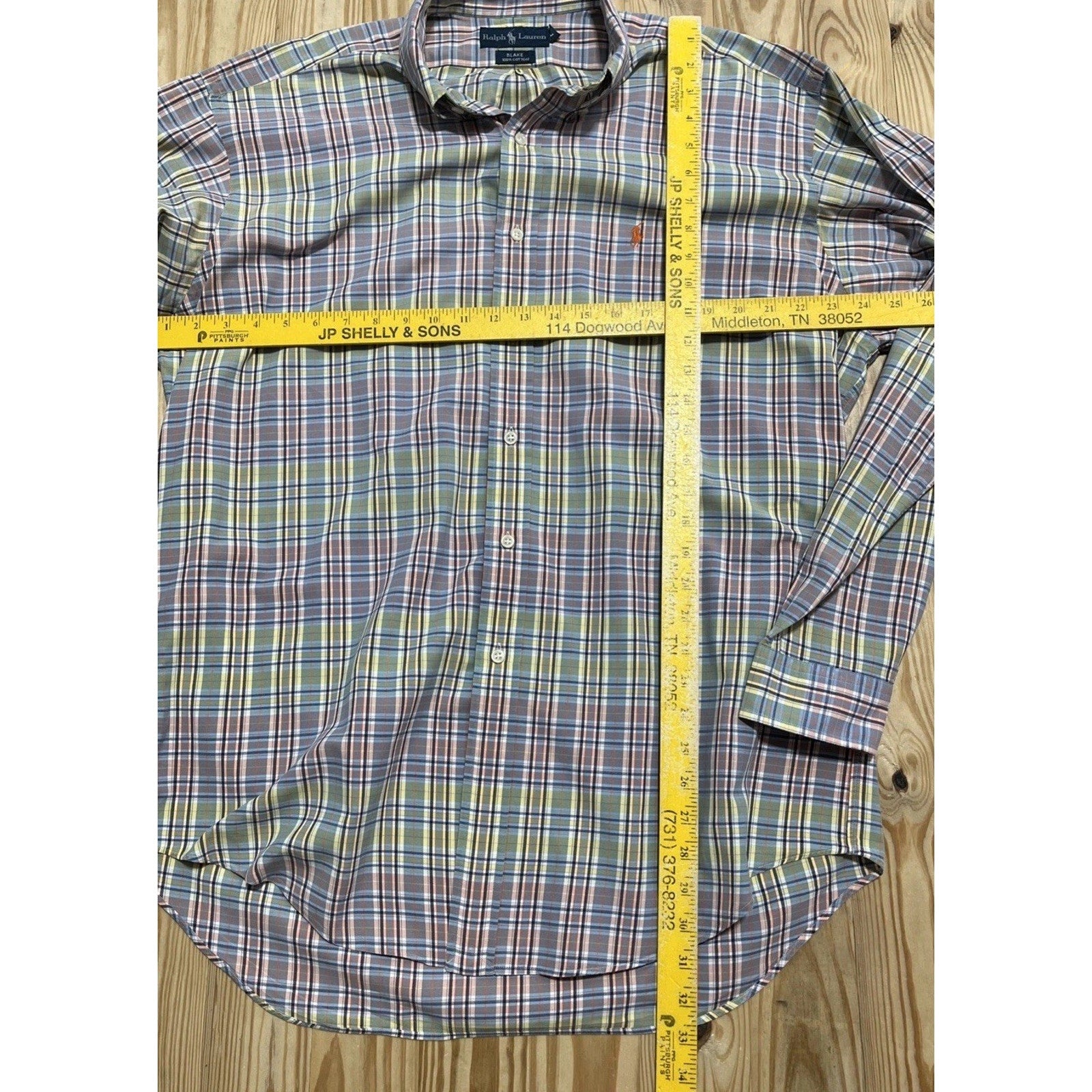 Ralph Lauren Mens Shirt Size Large Blake Long Sleeve Orange Logo Button down