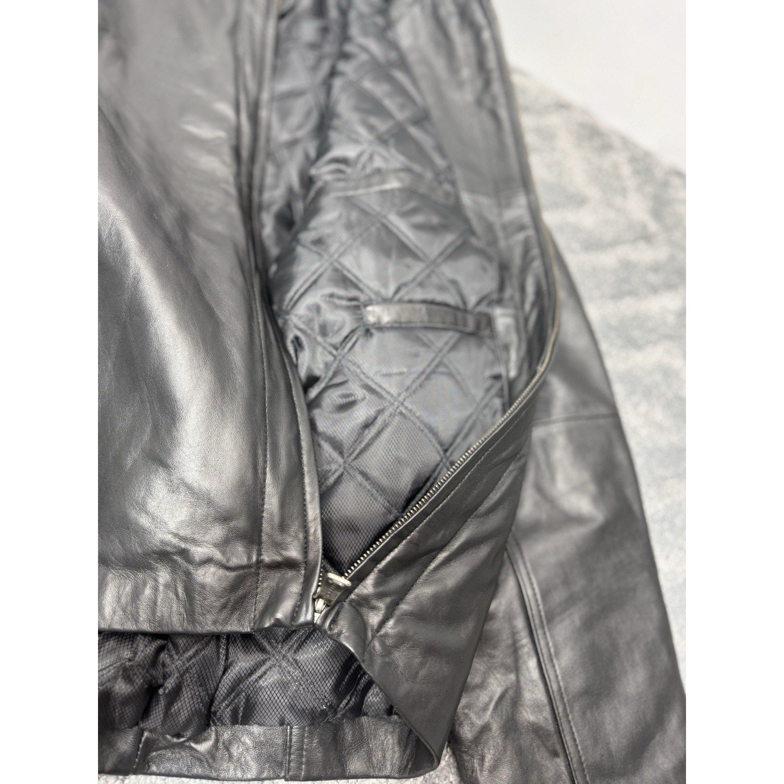 Excelled Black Leather Bomber Jacket Lamb Men’s Size X-Large 0287RM New