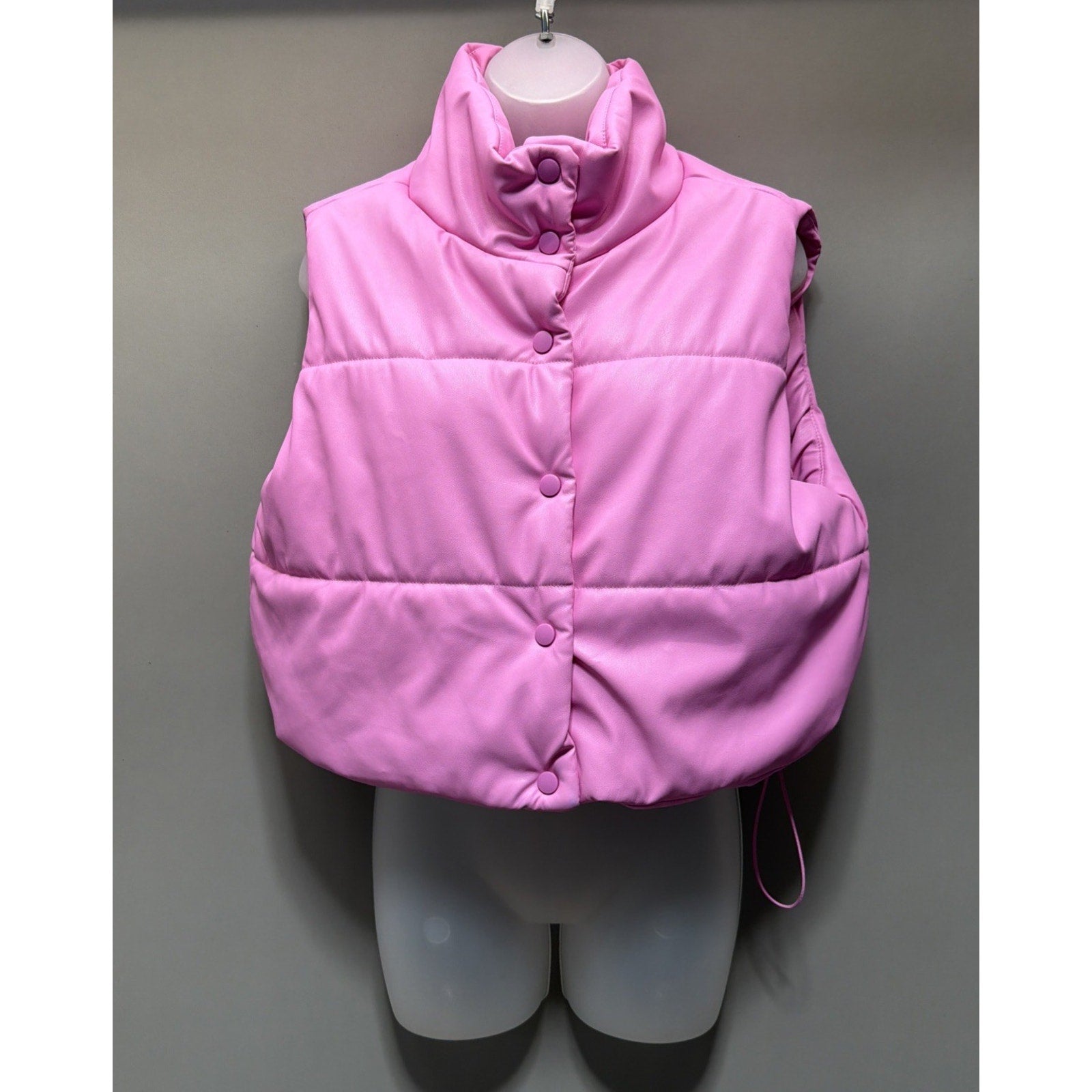 Almost Famous Bright Pink Vest Adjustable Waist Size Large Barbie - NWT