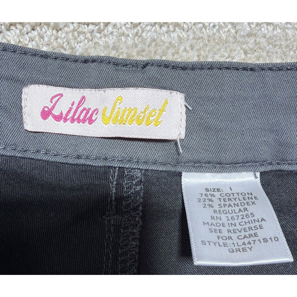 LILAC SUNSET Women's Grey Cargo Pants Straight Size 1 Cotton Utility 26x30