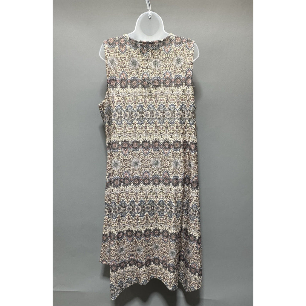 OneWorld Women’s XXL Sleeveless Printed Sharkbite Hem Dress Boho Stretch NWT