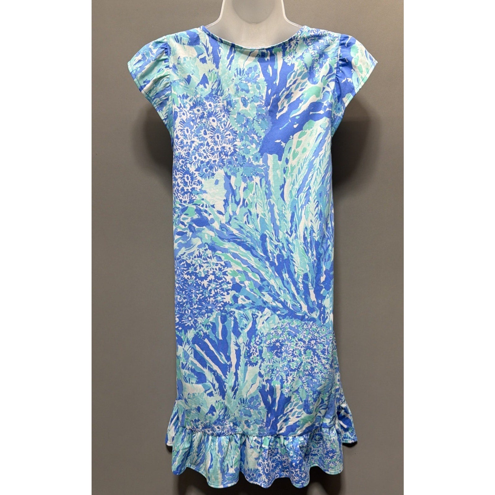Lilly Pulitzer Regina Dress Ruffle Sleeve Keyhole Blue Haven Floral Size S