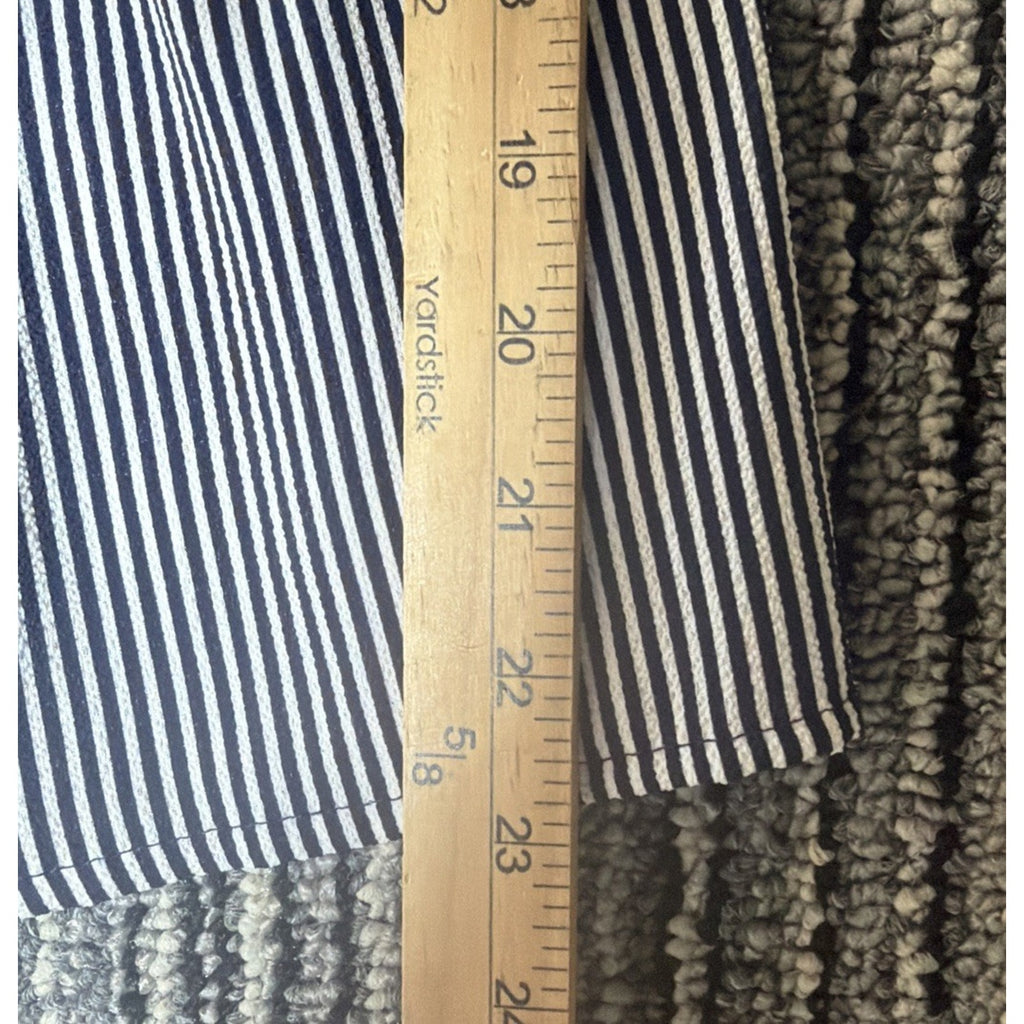 Monteau Los Angeles Top Navy White Striped Peplum Smocked Waist Sz Small NWOT