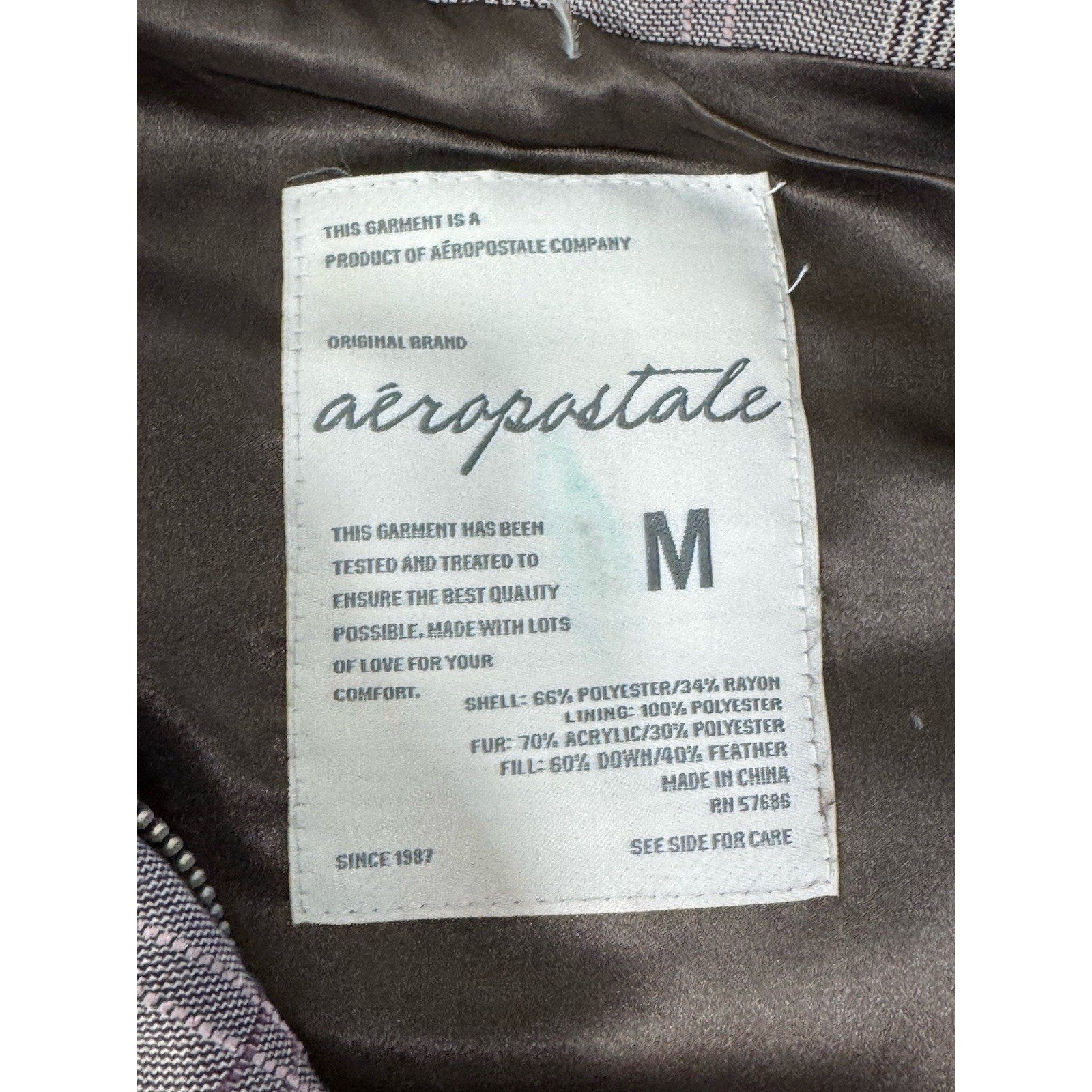 Aeropostale Plaid Down Puffer Vest Jacket Faux Fur Trim Hood Size Women’s Medium