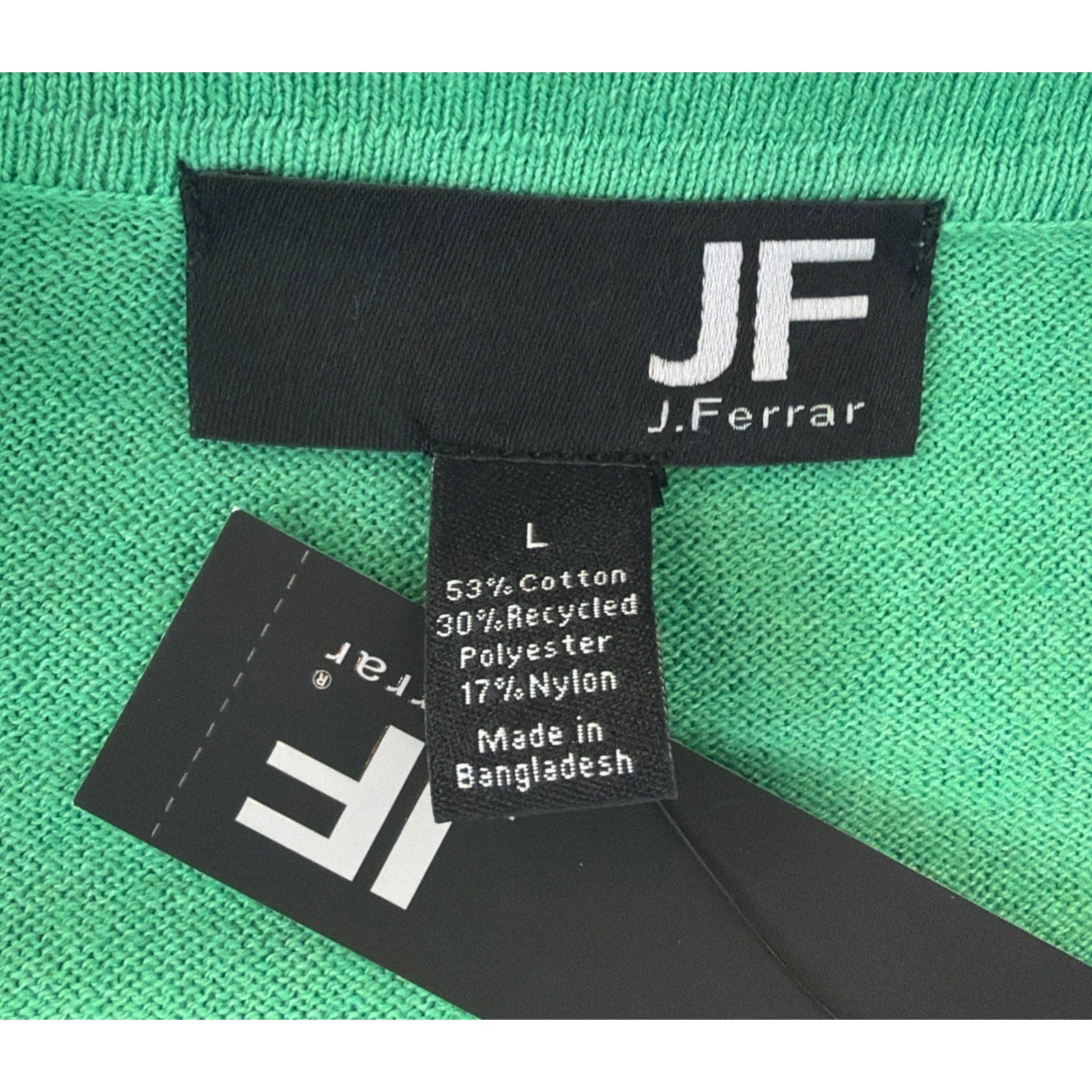 NWT J Ferrar Polo Sweater Mens Large Green Knit Short Sleeve Collared Stretch