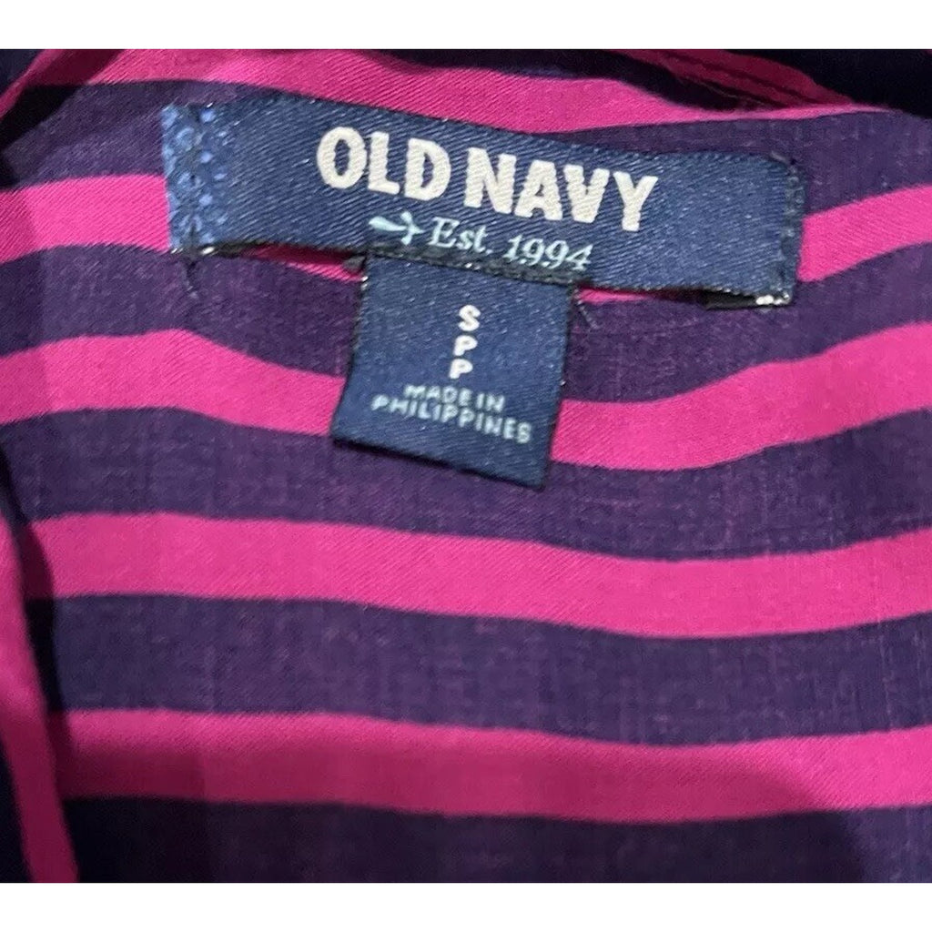 Women's Old Navy Blue And purple Striped Button Up Shirt Size S Pockets