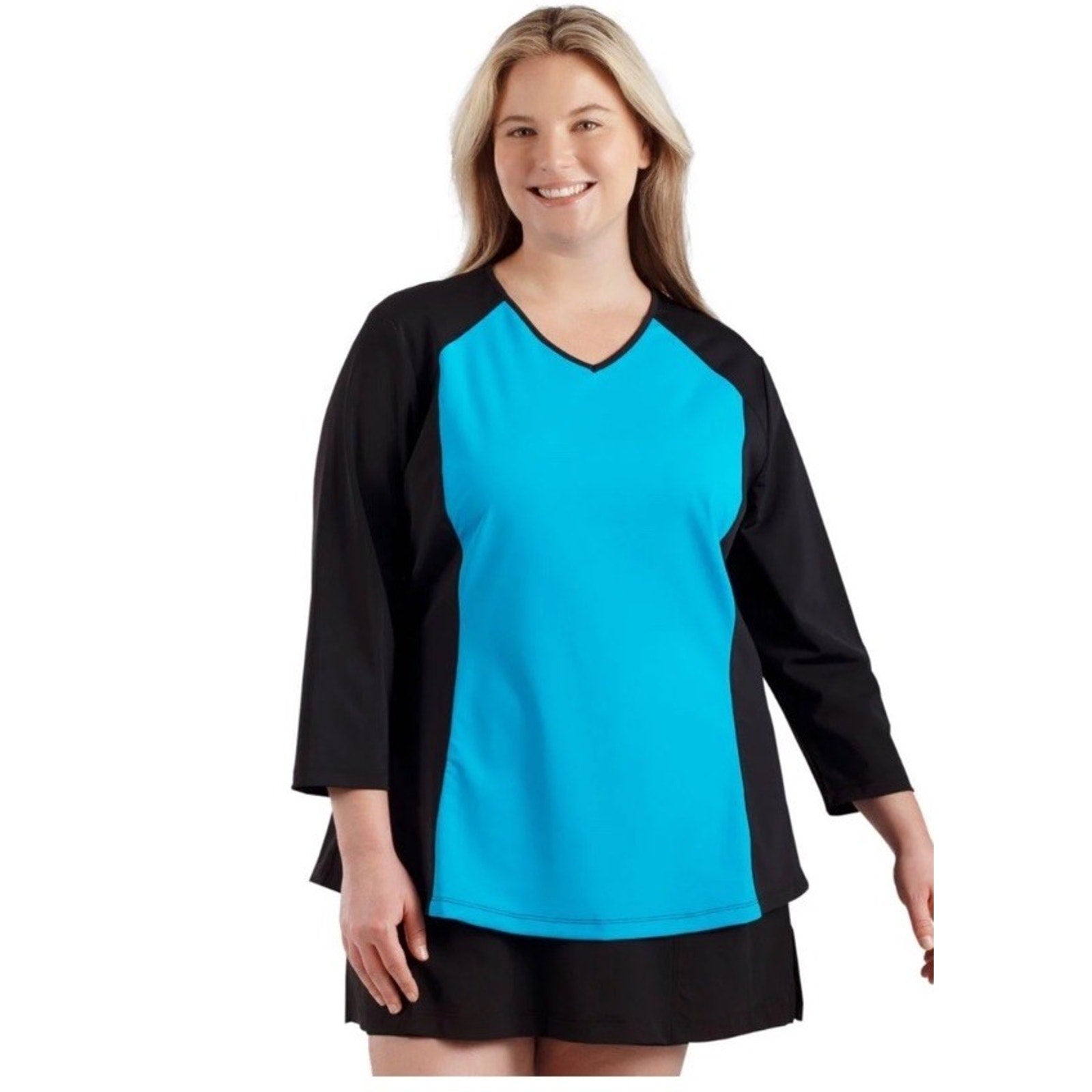 Juno Active 3/4 Sleeve Quick Energy Aquacurve Rash Guard Plus Size 5X New