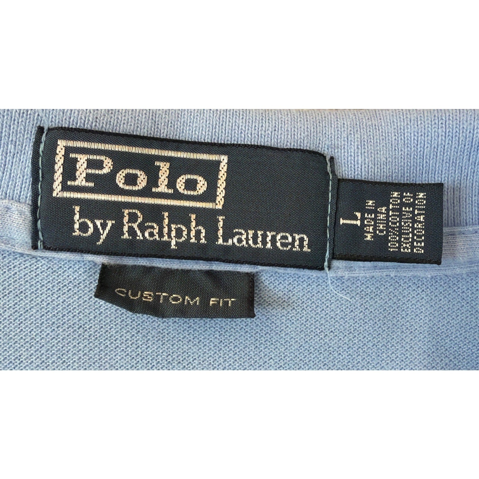 Polo Ralph Lauren Blue Cotton Pique Custom Fit Polo Shirt Size Large