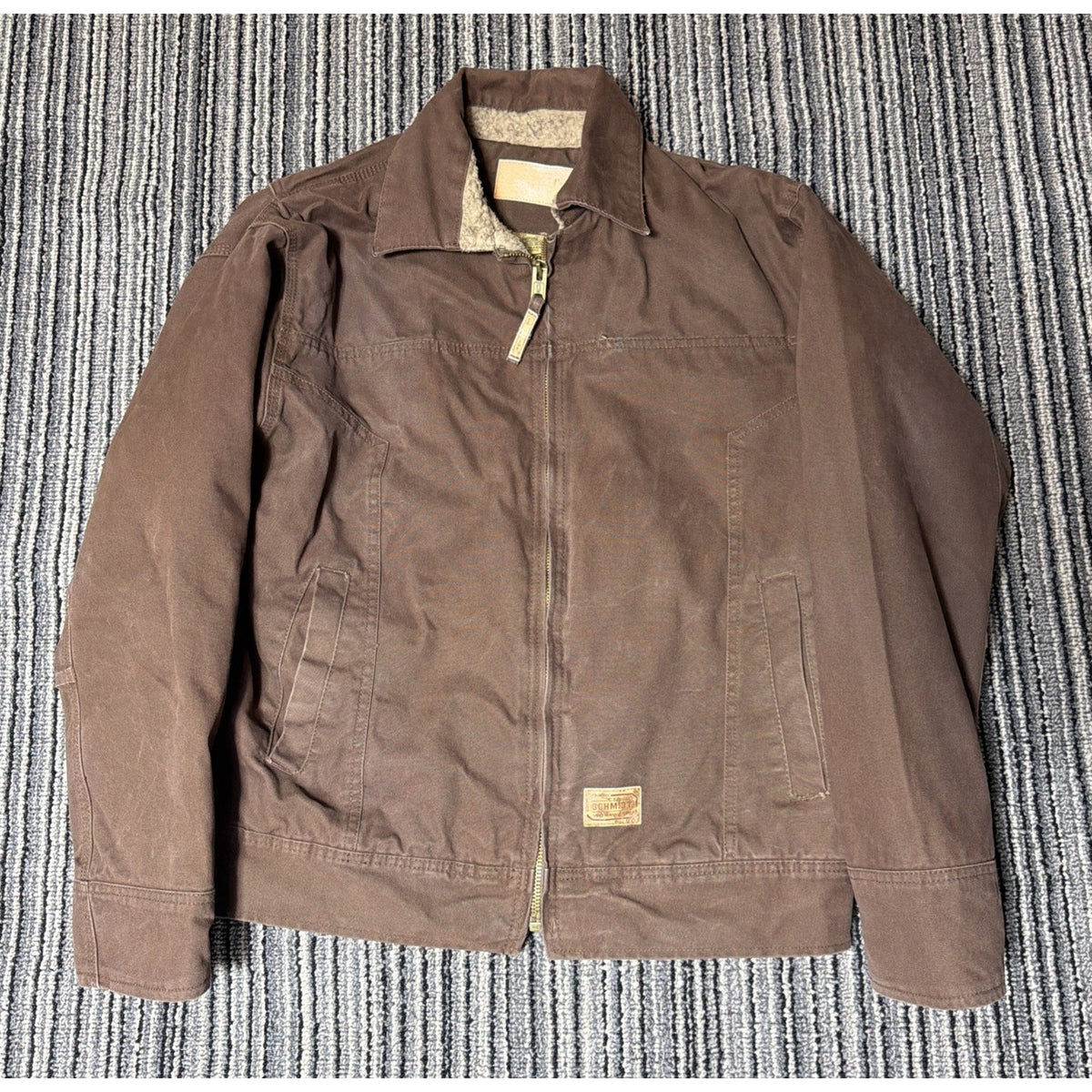 Vintage C.E. Schmidt Workwear Sherpa Quilt Lined Duck Canvas Jacket Men's L Tall