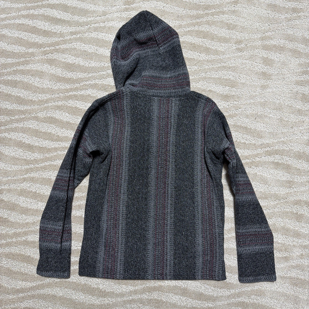 Original Senor Lopez Mens Baja Hoodie Rug Poncho Size Small Gray and Red