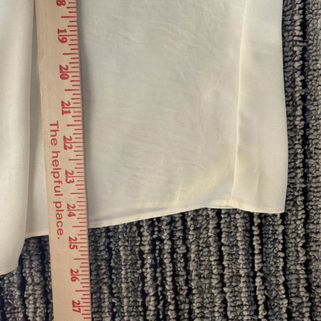 Banana Republic Blouse Womens XS Ivory V Neck Pleat Front Long Sleeve Top NWT